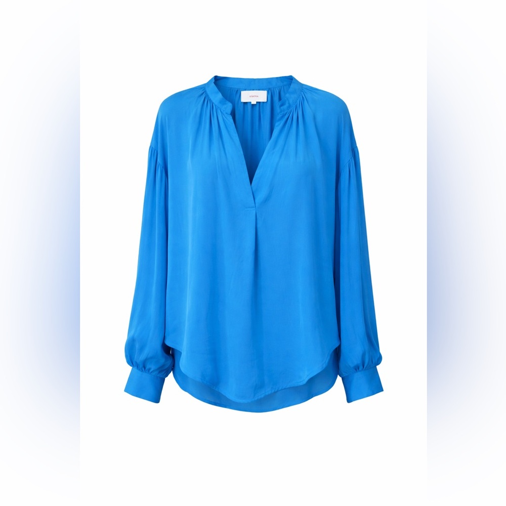 Xirena Mayson Silk Blouse Blue Topaz‎ XS Relaxed Boho Silk Top